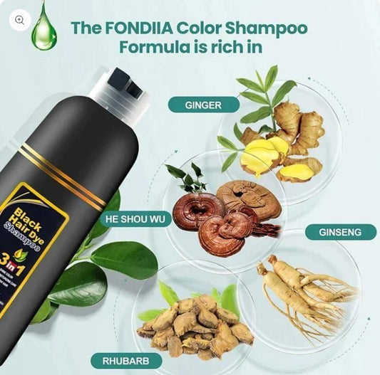 Natural Black Hair Color Shampoo for Grey Coverage | Herbal Dye Shampoo