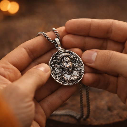Hanuman Locket Silver Chain for Men with Hanuman Ji Pendant